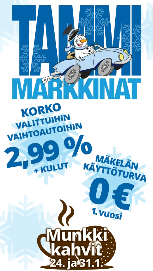 Vaihtoautojen Tammimarkkinat 31.1.2026 asti Mäkelän Auto Oy Järvenpää